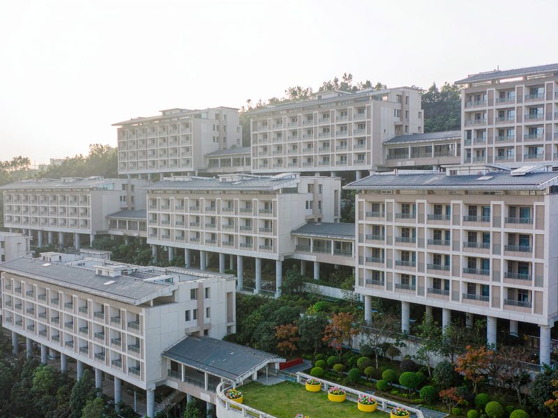 Illustrative image of a modern hospital building in Wuhan, China