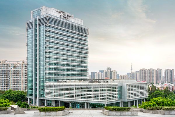 Illustrative image of a modern hospital building in Shanghai, China