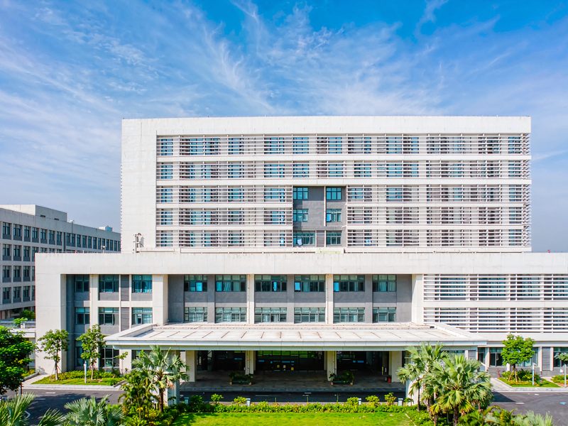 Illustrative image of a modern hospital building in Guangzhou, China